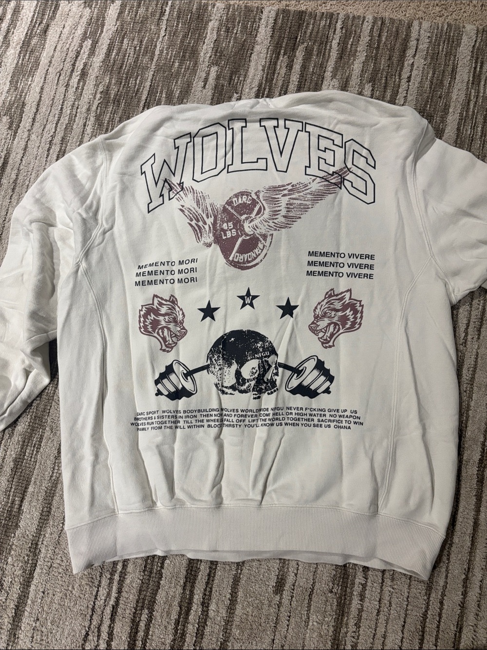 WOLVES Darc Sport Graphic Pullover Sweatshirt - Cream colored